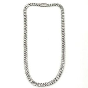 925 Silver, 7.70CTW Moissanite Slim Miami Cuban Chain